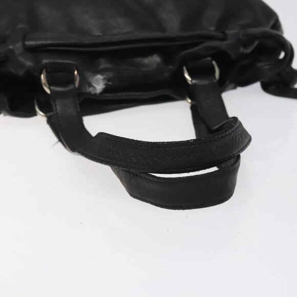PRADA Hand Bag Leather Black Silver Auth sw622 - Picture 8 of 16